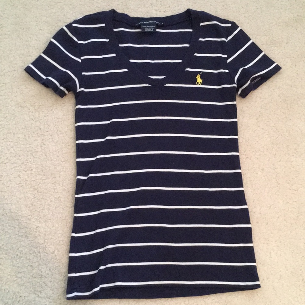 Ralph Lauren blue and white striped tee